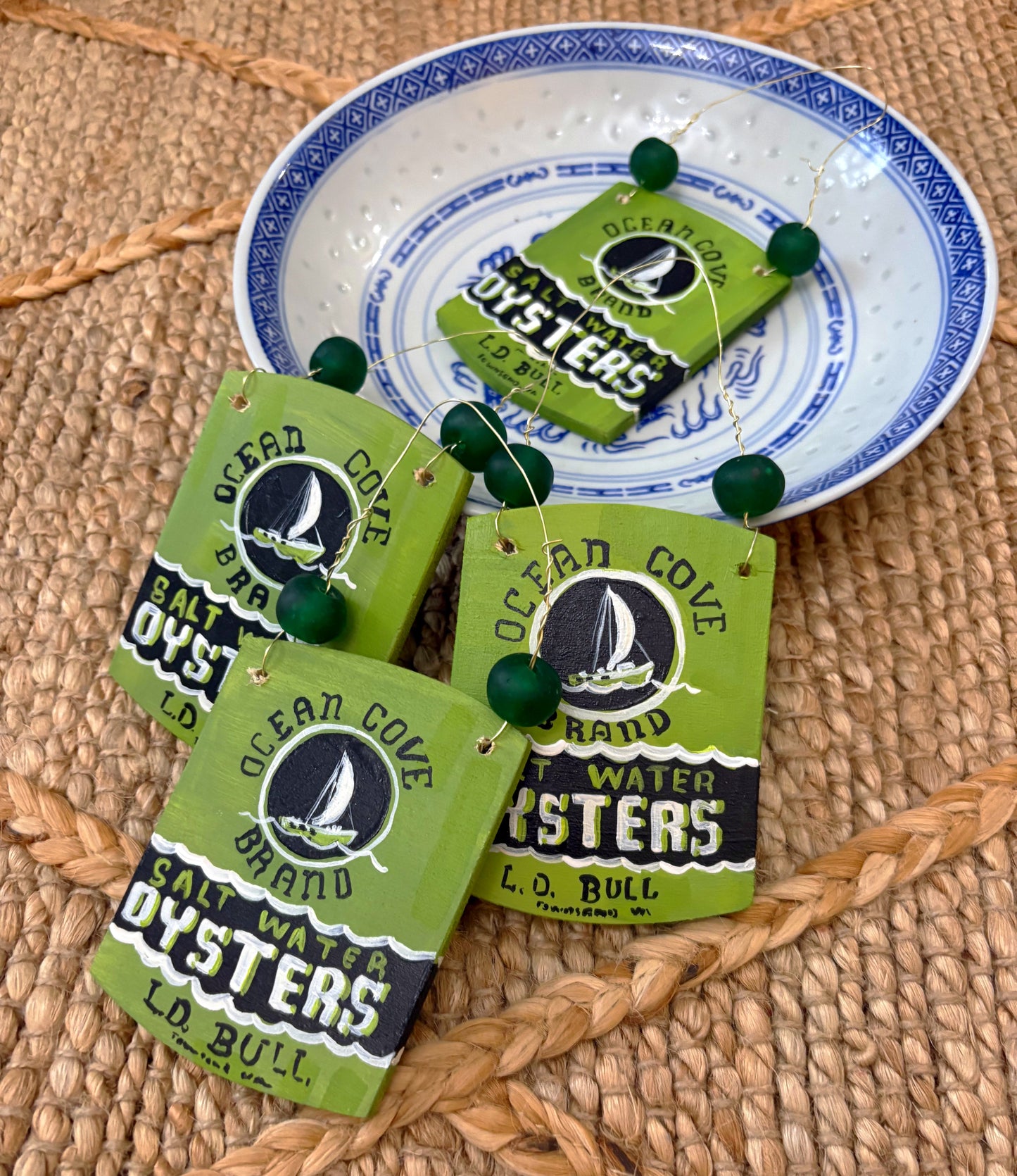 L.D. Bull Ocean Cove Brand Oyster Can Ornament