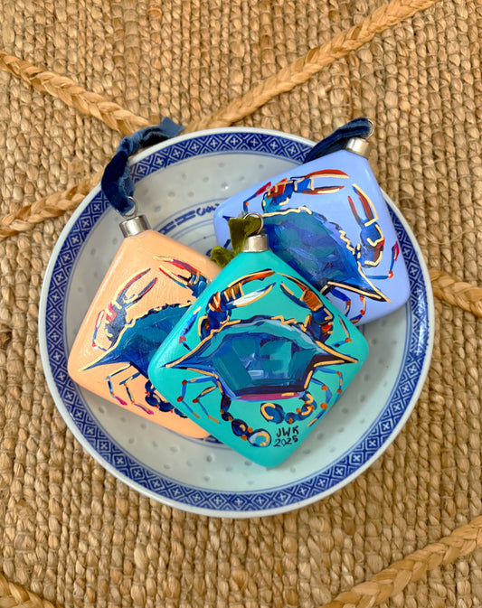 Diamond Pillow Blue Crab Ornament