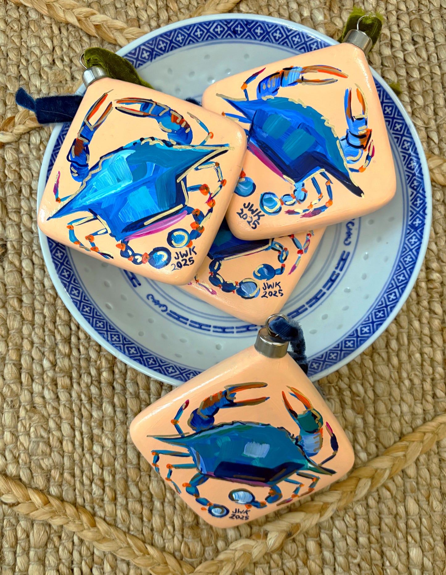 Diamond Pillow Blue Crab Ornament