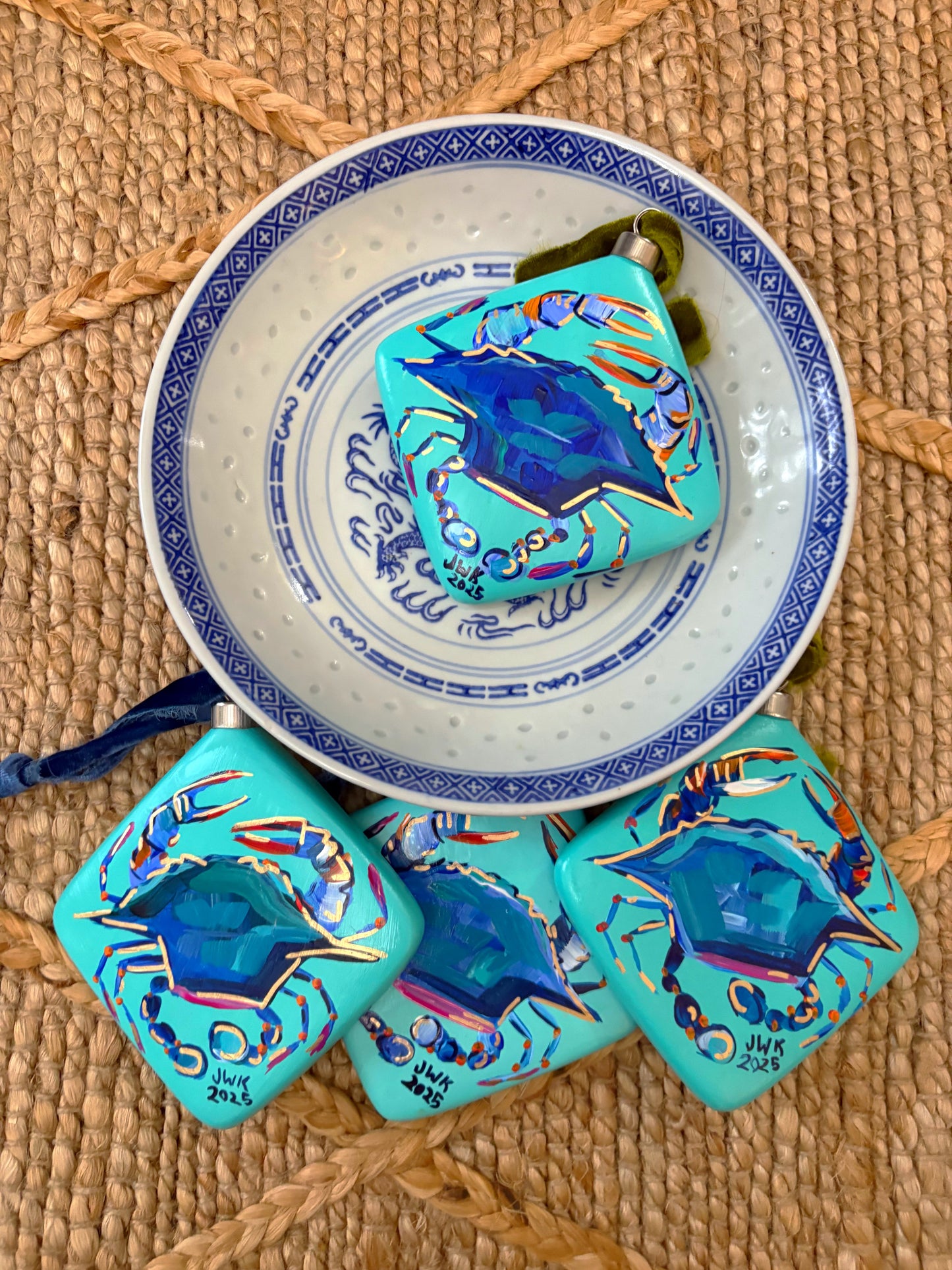 Diamond Pillow Blue Crab Ornament