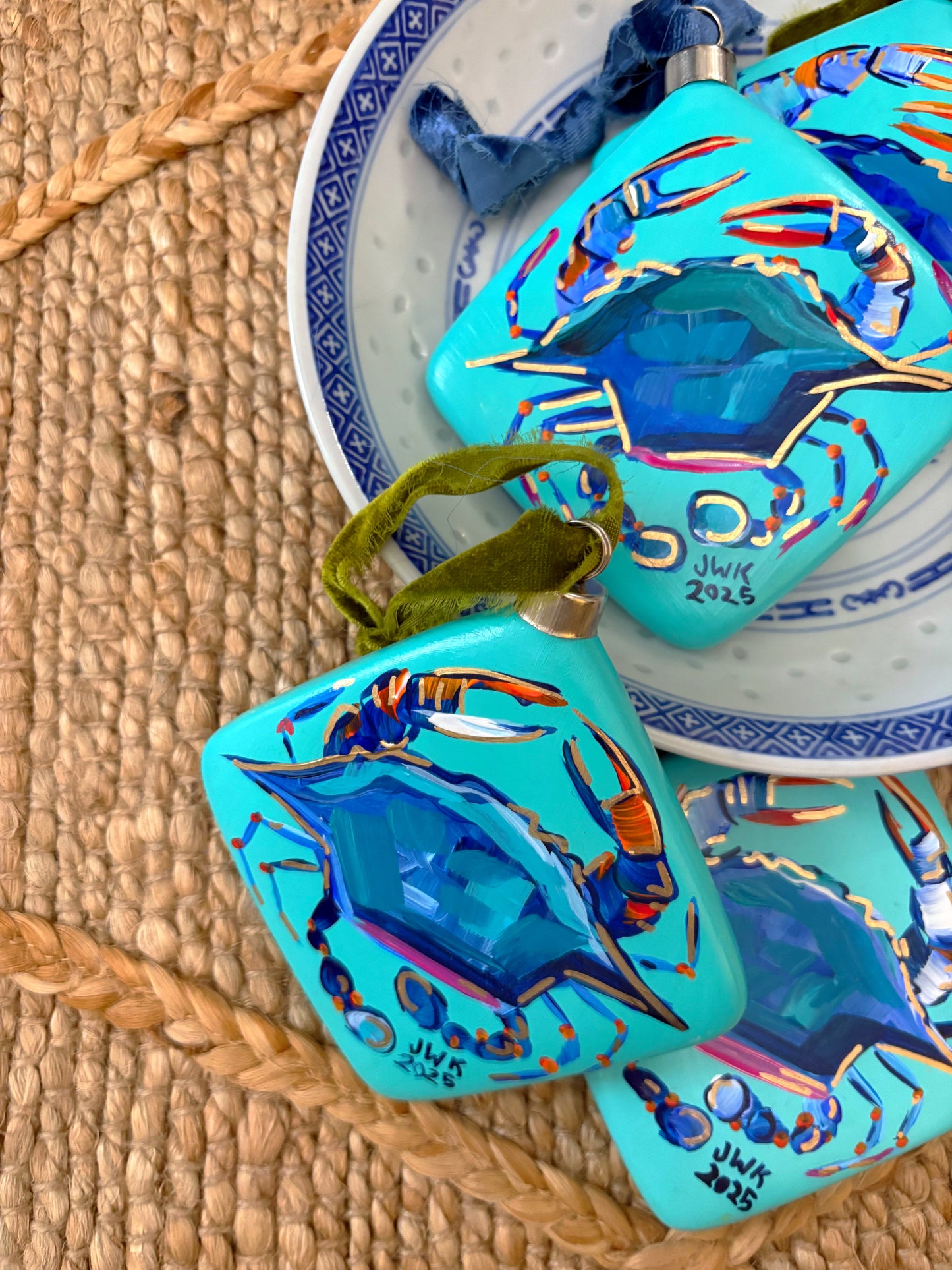Diamond Pillow Blue Crab Ornament