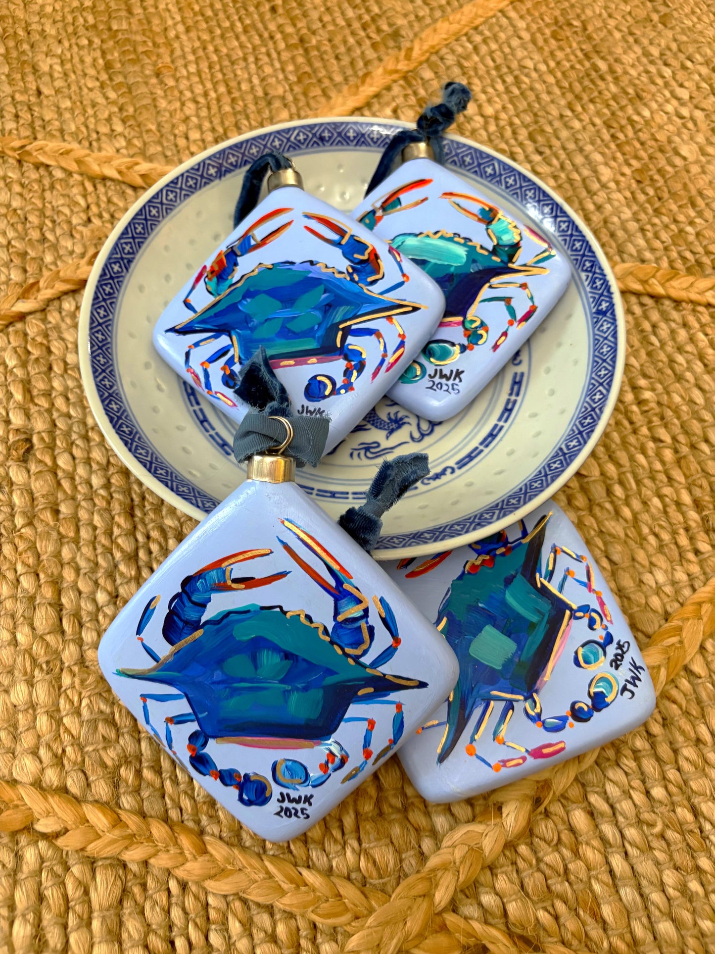 Diamond Pillow Blue Crab Ornament